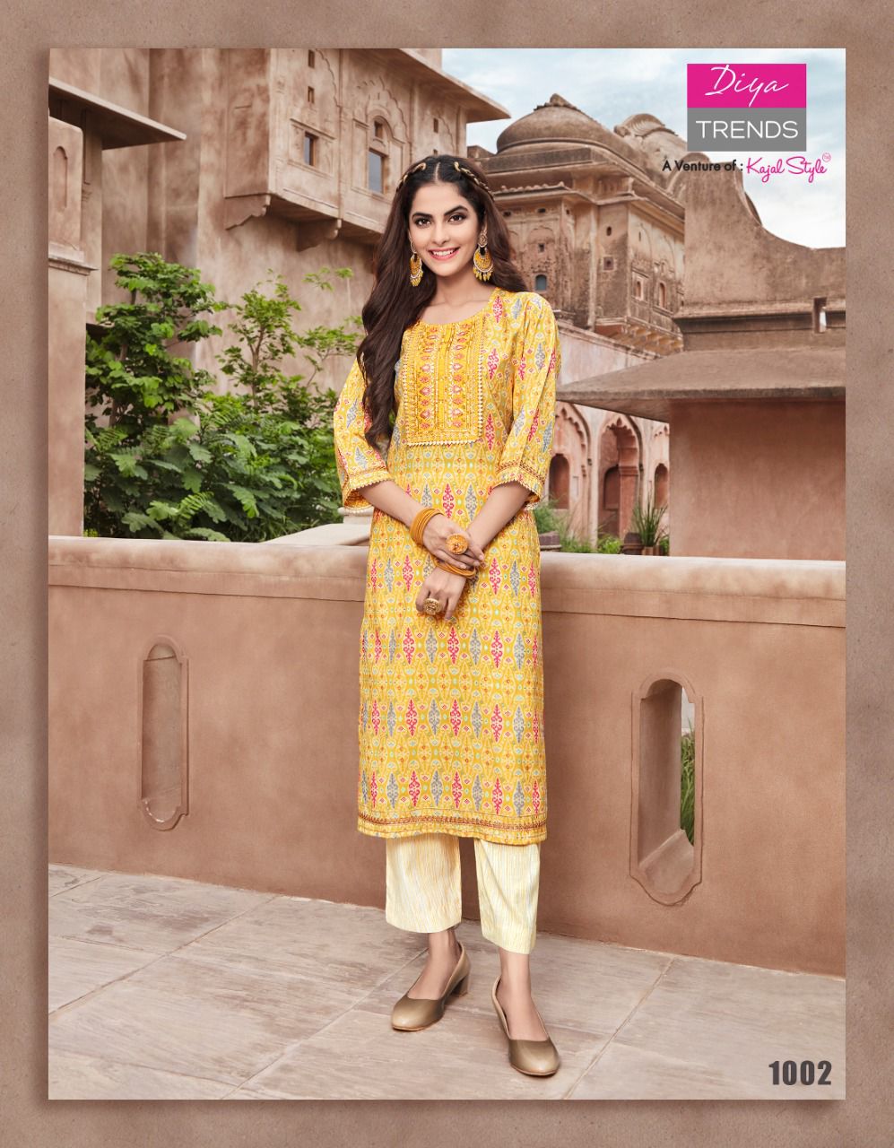 Goldy 1 Fancy Latest Designer Ethnic Wear Foil Print Kurti With Bottom Collection